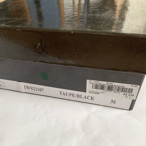 CALVIN KLEIN Platform Wedge Sandals Taupe Black 36 - Picture 10 of 11